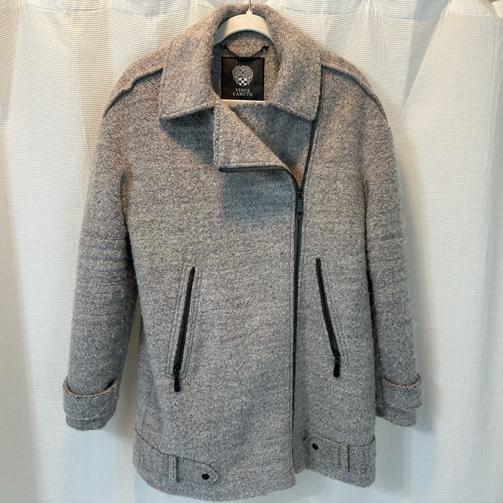 Vince Camuto Gray Wool Blend Moto Coat